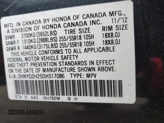 2013 Acura MDX with VIN 2HNYD2H25DH517086, listed as a IAAI auction lot 41748238 with 109,219 mi miles. Bid and sale history available at carsss.com. Image 9.