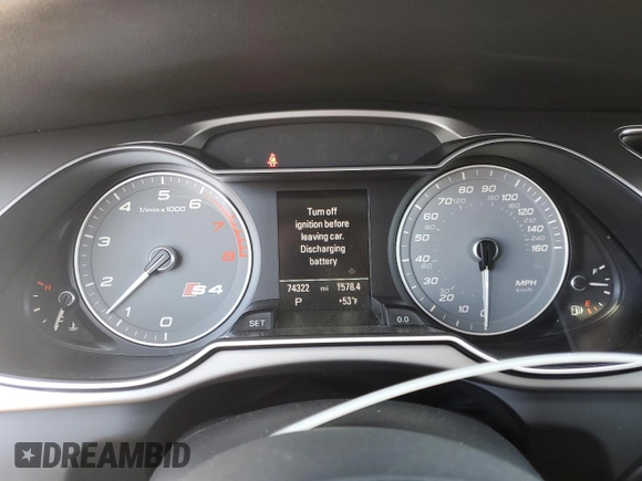 2013 Audi S4 Premium Plus with VIN WAUBGAFL8DA161849, listed as a Copart auction lot 76009794 with 74,322 mi miles and Salvage Title. Bid and sale history available at carsss.com. Image 9.