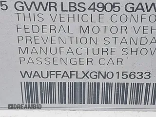2016 Audi A4 Premium Plus with VIN WAUFFAFLXGN015633, listed as a IAAI auction lot 42084662 with 82,572 mi miles. Bid and sale history available at carsss.com. Image 9.