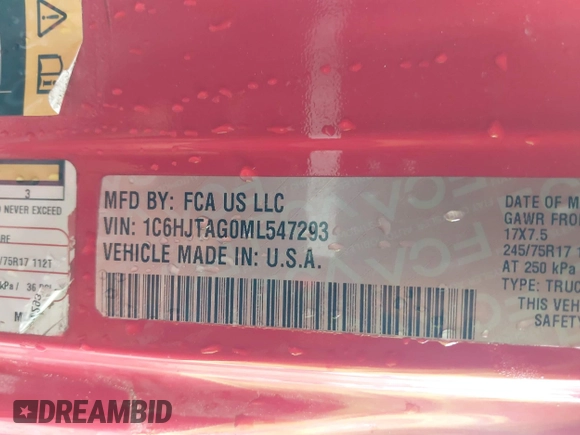 2021 Jeep Gladiator Freedom z VIN 1C6HJTAG0ML547293, wystawiony jako IAAI lot #41926067 z przebiegiem 57 696 mil mil oraz . Historia ofert i sprzedaży dostępna na DreamBid. Obrazek 9.