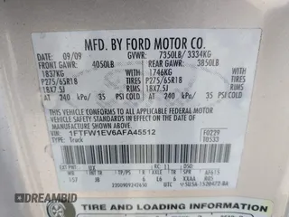 2010 Ford F-150 XL с VIN 1FTFW1EV6AFA45512, выставлен на аукционе IAAI как лот 42257194 с пробегом 134 781 миль миль и . История ставок и продаж доступна на DreamBid. Изображение 9.