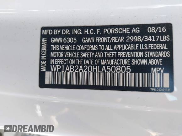 2017 Porsche Cayenne S z VIN WP1AB2A20HLA50805, wystawiony jako IAAI lot #42030013 z przebiegiem 123 578 mil mil oraz . Historia ofert i sprzedaży dostępna na DreamBid. Obrazek 9.
