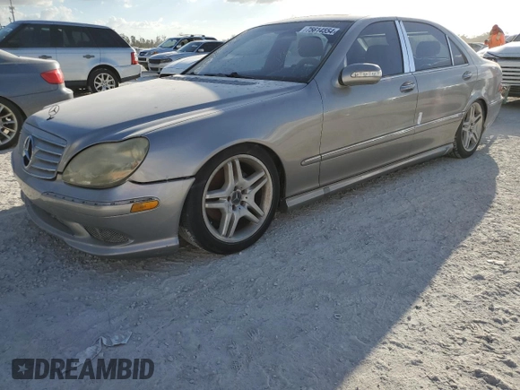 2004 Mercedes-Benz S-Class with VIN WDBNG75J24A416688, listed as a Copart auction lot 75614554 with 0 mi miles and Salvage Title. Bid and sale history available at carsss.com. Image 1.