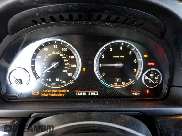 2014 BMW 5 Series 535i with VIN WBA5B1C58ED482047, listed as a Copart auction lot 47458955 with 122,828 mi miles and Salvage Title. Bid and sale history available at DreamBid. Image 9.