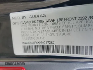 2019 Audi A4 Prestige with VIN WAUFNAF4XKN017287, listed as a Copart auction lot 48348864 with 0 mi miles. Bid and sale history available at carsss.com. Image 13.