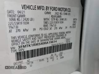 2021 Ford Mustang Mach-E Select z VIN 3FMTK1RM5MMA19614, wystawiony jako Copart lot #58245905 z przebiegiem 28 975 mil mil oraz Szkoda całkowita • Salvage title. Historia ofert i sprzedaży dostępna na DreamBid. Obrazek 13.