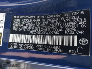 2015 Toyota Prius v Two with VIN JTDZN3EU7FJ029780, listed as a IAAI auction lot 41837874 with 166,977 mi miles. Bid and sale history available at carsss.com. Image 9.