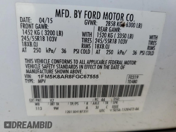 2015 Ford Utility Police Interceptor with VIN 1FM5K8AR8FGC67555, listed as a Copart auction lot 79763124 with 185,224 mi miles and Salvage Title. Bid and sale history available at carsss.com. Image 13.