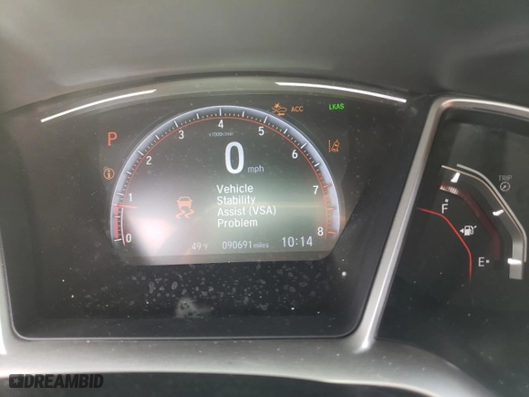 2019 Honda Civic Sedan Sport with VIN 19XFC2F84KE049982, listed as a Copart auction lot 47287135 with 90,691 mi miles and Salvage Title. Bid and sale history available at carsss.com. Image 9.