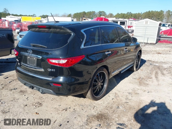 2014 Infiniti QX60 with VIN 5N1AL0MM0EC501867, listed as a IAAI auction lot 41157279 with 148,283 mi miles. Bid and sale history available at carsss.com. Image 4.