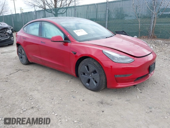2022 Tesla Model 3 with VIN 5YJ3E1EA3NF333128, listed as a IAAI auction lot 41719743 with Not Provided miles. Bid and sale history available at carsss.com. Image 1.