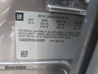 2010 Buick LaCrosse CXS with VIN 1G4GE5EV0AF269028, listed as a IAAI auction lot 41970346 with 221,490 mi miles. Bid and sale history available at carsss.com. Image 9.