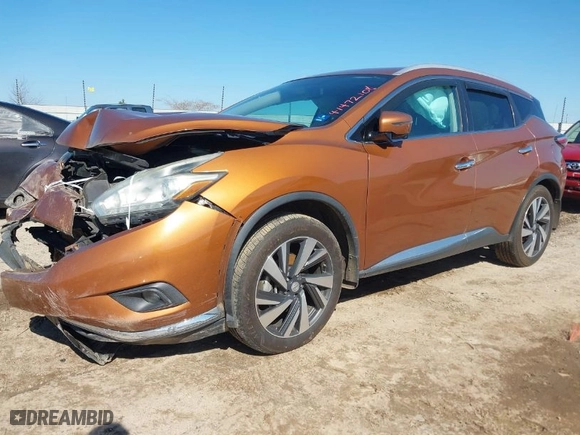 2015 Nissan Murano SL with VIN 5N1AZ2MGXFN289117, listed as a IAAI auction lot 41472108 with 122,005 mi miles. Bid and sale history available at carsss.com. Image 2.