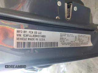 2021 Jeep Cherokee Altitude with VIN 1C4PJLLB3MD114891, listed as a Copart auction lot 47233545 with 48,144 mi miles and Salvage Title. Bid and sale history available at carsss.com. Image 12.