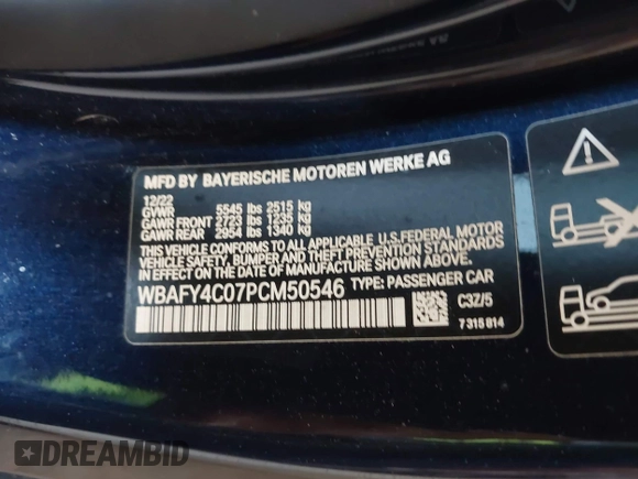 2023 BMW 8 Series with VIN WBAFY4C07PCM50546, listed as a IAAI auction lot 42403241 with 15,697 mi miles and . Bid and sale history available at DreamBid. Image 9.
