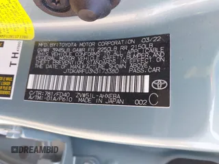 2022 Toyota Prius L Eco с VIN JTDKAMFU3N3173380, выставлен на аукционе IAAI как лот 42030001 с пробегом 81 336 миль миль и . История ставок и продаж доступна на DreamBid. Изображение 9.