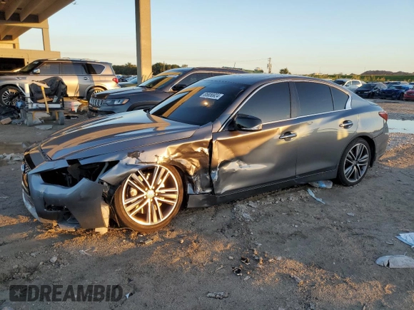 2015 Infiniti Q50 Premium with VIN JN1BV7AP3FM336177, listed as a Copart auction lot 50876135 with 102,126 mi miles and Non Repairable. Bid and sale history available at carsss.com. Image 1.