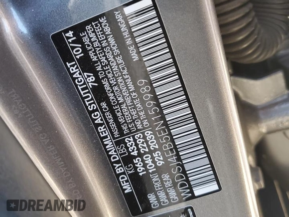 2014 Mercedes-Benz CLA 250 with VIN WDDSJ4EB5EN159989, listed as a Copart auction lot 64262795 with 67,515 mi miles and Salvage title. Bid and sale history available at DreamBid. Image 13.
