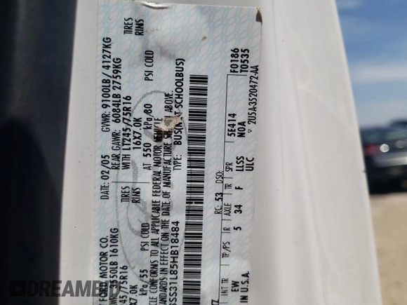 2005 Ford Econoline Passenger XL z VIN 1FBSS31L85HB18484, wystawiony jako Copart lot #54006495 z przebiegiem 109 177 mil mil oraz Szkoda całkowita • Salvage title. Historia ofert i sprzedaży dostępna na DreamBid. Obrazek 13.