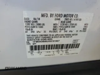 2018 Ford Explorer with VIN 1FM5K8B80JGC01967, listed as a Copart auction lot 44758715 with Not provided miles and Salvage title. Bid and sale history available at DreamBid. Image 13.