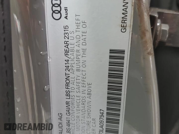2021 Audi A3 Sedan S line Premium with VIN WAUBEGFF3LA097947, listed as a Copart auction lot 68297663 with 47,633 mi miles and Salvage Title. Bid and sale history available at carsss.com. Image 13.