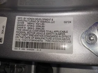 2024 Honda Accord EX with VIN 1HGCY1F39RA048764, listed as a IAAI auction lot 42244341 with Not provided miles and . Bid and sale history available at DreamBid. Image 9.
