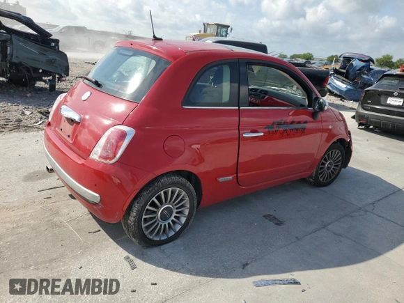 2012 FIAT 500 Lounge with VIN 3C3CFFCR0CT121390, listed as a Copart auction lot 54912265 with 109,885 mi miles and Salvage title. Bid and sale history available at DreamBid. Image 3.