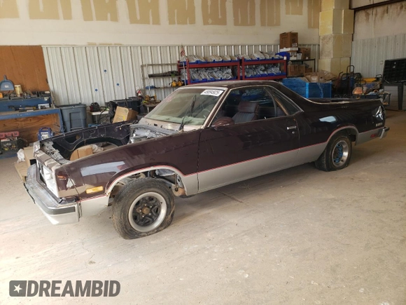 1986 Chevrolet El Camino SS with VIN 3GCCW80H8GS910613, listed as a Copart auction lot 49894925 with 65,386 mi miles and Salvage Title. Bid and sale history available at carsss.com. Image 1.