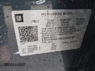2019 Cadillac XT5 FWD with VIN 1GYKNARS5KZ220134, listed as a IAAI auction lot 41472927 with 58,229 mi miles and . Bid and sale history available at DreamBid. Image 9.