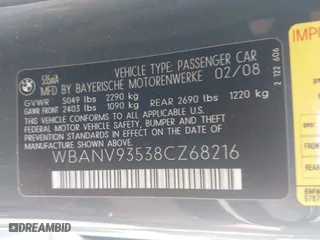 2008 BMW 5 Series 535xi with VIN WBANV93538CZ68216, listed as a IAAI auction lot 42040747 with 140,253 mi miles. Bid and sale history available at carsss.com. Image 9.