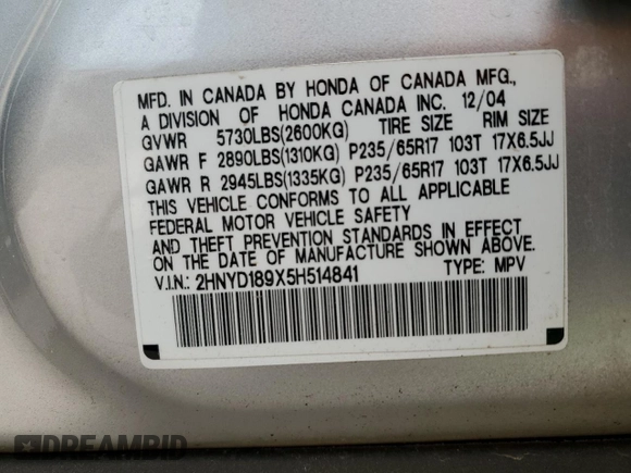 2005 Acura MDX Touring with VIN 2HNYD189X5H514841, listed as a Copart auction lot 45206005 with 199,521 mi miles and Clean Title. Bid and sale history available at carsss.com. Image 13.