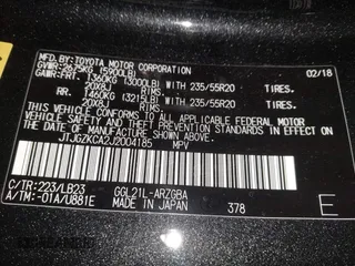 2018 Lexus RX with VIN JTJGZKCA2J2004185, listed as a IAAI auction lot 41773902 with 52,988 mi miles. Bid and sale history available at carsss.com. Image 9.
