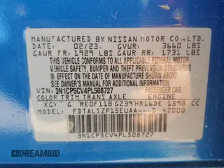 2023 Nissan Kicks SV with VIN 3N1CP5CV4PL508727, listed as a Copart auction lot 54176375 with 22,333 mi miles and Salvage Title. Bid and sale history available at DreamBid. Image 13.