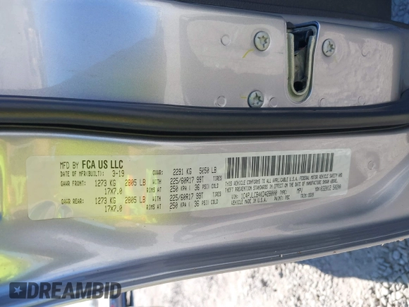 2019 Jeep Cherokee Latitude with VIN 1C4PJLCB4KD428000, listed as a IAAI auction lot 40602703 with 232,159 mi miles and . Bid and sale history available at DreamBid. Image 9.