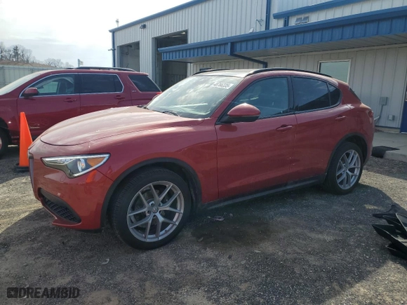 2018 Alfa Romeo Stelvio Ti Sport with VIN ZASFAKNN4J7B75102, listed as a Copart auction lot 48766335 with 82,917 mi miles and Clean Title. Bid and sale history available at carsss.com. Image 1.