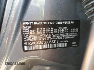 2016 BMW X3 xDrive28i with VIN 5UXWX9C57G0D63313, listed as a Copart auction lot 55705815 with 122,723 mi miles and Clean Title. Bid and sale history available at DreamBid. Image 13.