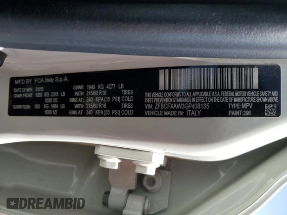 2016 FIAT 500X Pop z VIN ZFBCFXAW3GP438135, wystawiony jako Copart lot #52405845 z przebiegiem 115 612 mil mil oraz Szkoda całkowita • Salvage title. Historia ofert i sprzedaży dostępna na DreamBid. Obrazek 12.