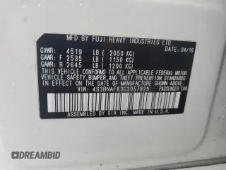 2016 Subaru Legacy Premium with VIN 4S3BNAF63G3057829, listed as a Copart auction lot 61164595 with 191,889 mi miles and Salvage title. Bid and sale history available at DreamBid. Image 12.