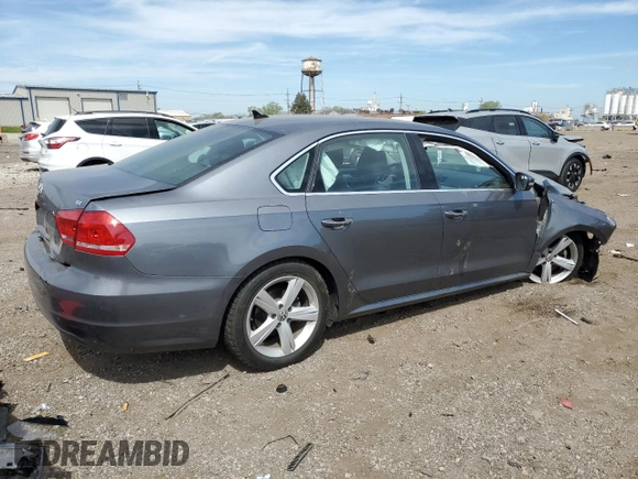 2013 Volkswagen Passat SE with VIN 1VWBP7A38DC146282, listed as a Copart auction lot 56064885 with Not provided miles and Salvage title. Bid and sale history available at DreamBid. Image 3.