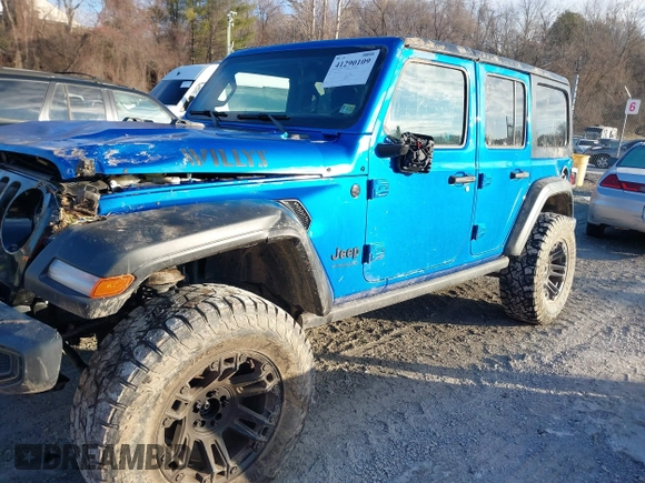 2021 Jeep Wrangler Unlimited Sport S with VIN 1C4HJXDN4MW779291, listed as a IAAI auction lot 41290109 with 43,379 mi miles and . Bid and sale history available at DreamBid. Image 17.