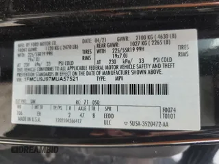 2021 Ford Escape Titanium with VIN 1FMCU9J97MUA57521, listed as a Copart auction lot 58714055 with 83,201 mi miles and Salvage title. Bid and sale history available at DreamBid. Image 14.