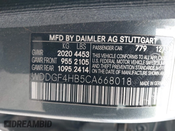 2012 Mercedes-Benz C-Class C 250 Sport with VIN WDDGF4HB5CA668018, listed as a IAAI auction lot 42115482 with 90,704 mi miles. Bid and sale history available at carsss.com. Image 9.