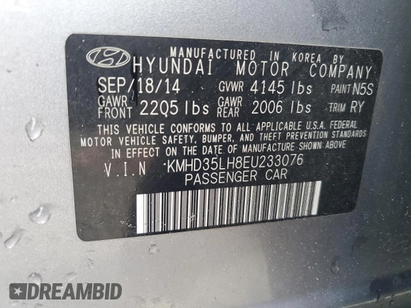 2014 Hyundai Elantra GT with VIN KMHD35LH8EU233076, listed as a Copart auction lot 54197065 with 116,871 mi miles and Salvage Title. Bid and sale history available at carsss.com. Image 14.