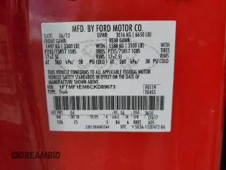 2012 Ford F-150 XL with VIN 1FTMF1EM6CKD89673, listed as a Copart auction lot 50267935 with 138,272 mi miles and Salvage title. Bid and sale history available at DreamBid. Image 14.