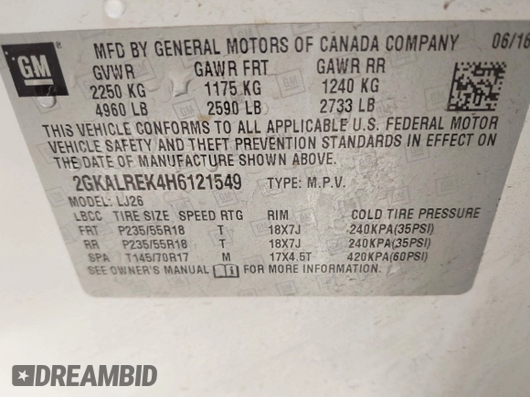 2017 GMC Terrain Denali z VIN 2GKALREK4H6121549, wystawiony jako IAAI lot #41624939 z przebiegiem 128 555 mil mil oraz . Historia ofert i sprzedaży dostępna na DreamBid. Obrazek 9.