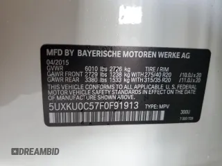 2015 BMW X6 sDrive35i with VIN 5UXKU0C57F0F91913, listed as a Copart auction lot 45411803 with 30,145 mi miles. Bid and sale history available at carsss.com. Image 13.