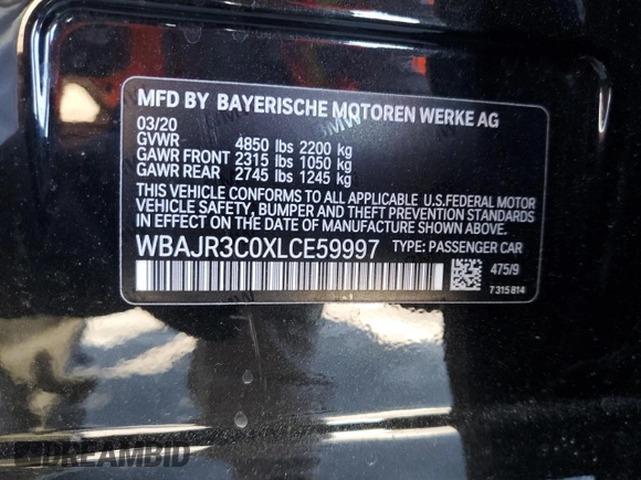 2020 BMW 5 Series 530i z VIN WBAJR3C0XLCE59997, wystawiony jako Copart lot #51541955 z przebiegiem Nie podano mil oraz Szkoda całkowita • Salvage title. Historia ofert i sprzedaży dostępna na DreamBid. Obrazek 12.
