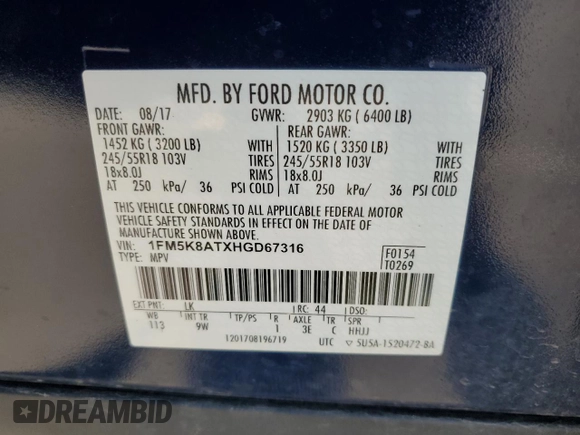 2017 Ford Police Interceptor Utility z VIN 1FM5K8ATXHGD67316, wystawiony jako Copart lot #84960974 z przebiegiem 163 218 mil mil oraz Czysty tytuł • Clean title. Historia ofert i sprzedaży dostępna na DreamBid. Obrazek 13.