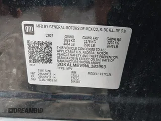 2022 GMC Terrain SLE с VIN 3GKALMEV9NL181993, выставлен на аукционе IAAI как лот 42066407 с пробегом 40 165 миль миль и . История ставок и продаж доступна на DreamBid. Изображение 9.