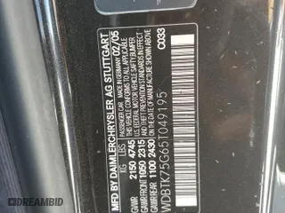 2005 Mercedes-Benz CLK-Class 5.0L with VIN WDBTK75G65T049195, listed as a Copart auction lot 75549294 with 0 mi miles and Salvage Title. Bid and sale history available at carsss.com. Image 13.